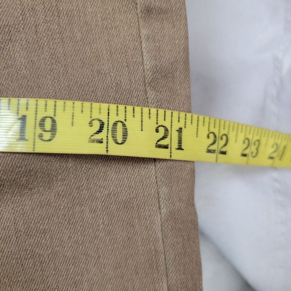 Lauren Jeans Co Ralph Lauren Tan Denim Skirt Leather Trim Pockets Size 12 - Picture 11 of 12